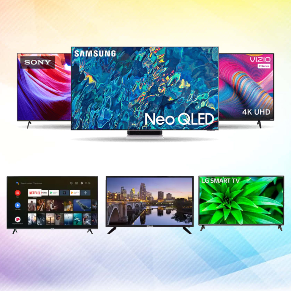 Vergelijkende afbeelding van drie 55-inch 4K OLED TV's met verschillende merken en functies