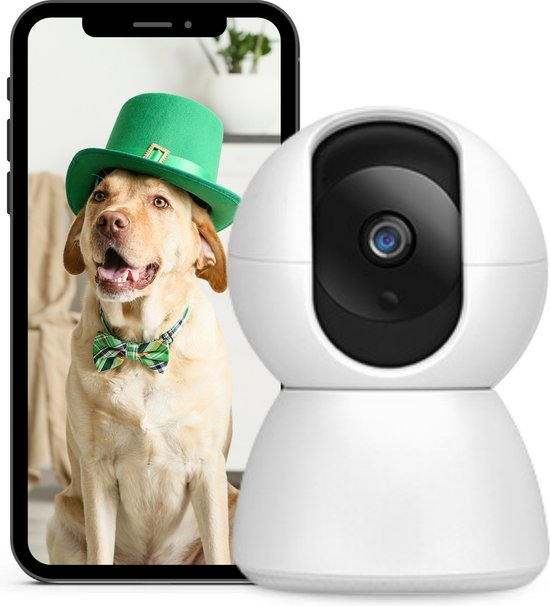 Maxipets - Beveiligingscamera - HuisdierCamera - 1080P HD - Wifi - Hondencamera met app - Nachtvisie - Bewegingsdetectie - Petcam - Indoor camera - Zwart