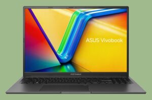 Asus Vivobook laptop met groene achtergrond