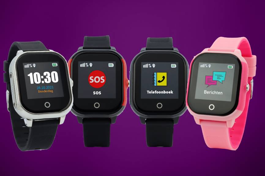 Beste gps horloges voor kinderen met paarse achtergrond.