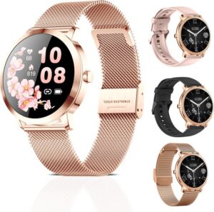 Golden Sound AMOLED Smartwatch Dames - 3 extra bandjes - Geschikt voor elke laptop en smartphone - Saturatiemeter - 40mm