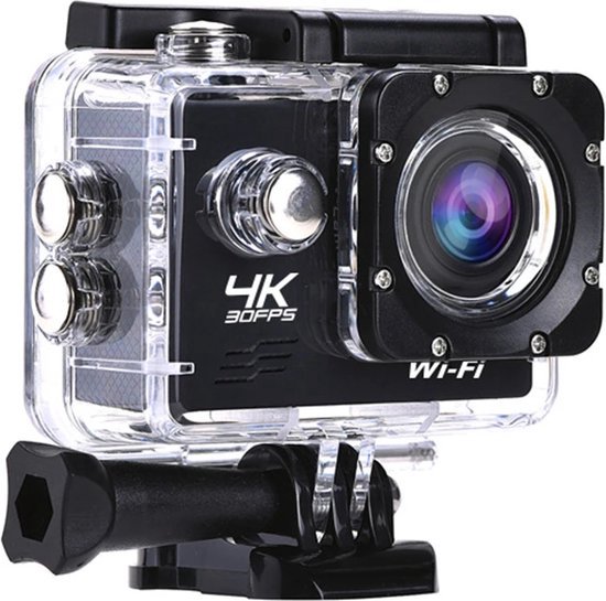 Lipa AT Q1 4K Ultra HD action camera IPS Wifi - Action cam - Onderwatercamera - Vlog camera - Wifi camera - Dashcam - Actie camera - Alternatief GoPro - 4K 30 FPS - Sony IMX sensor - 24 MP - Beeldstabilisatie - 21 Accessoires - Met SD 16 GB