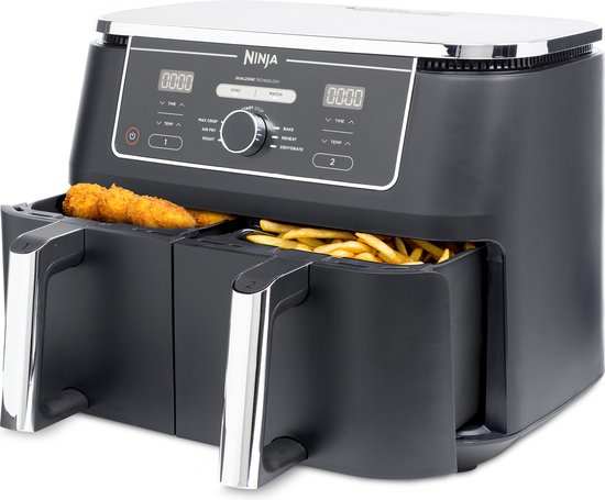 Ninja Foodi AF400EU Dubbele Airfryer XXL - Twee Kookvakken - 9.5 Liter - 2470 Watt - Dual Zone Technologie